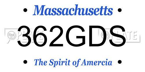 362GDS Massachusetts License Plate
