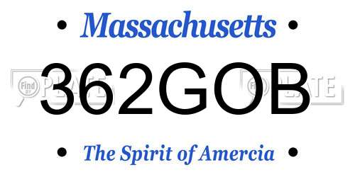 362GOB Massachusetts License Plate