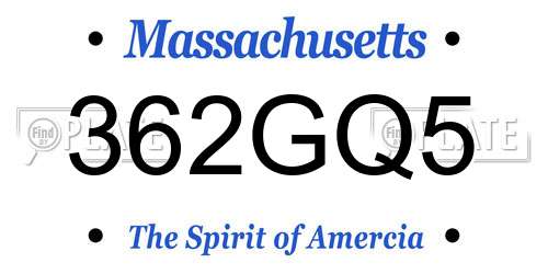 362GQ5 Massachusetts License Plate