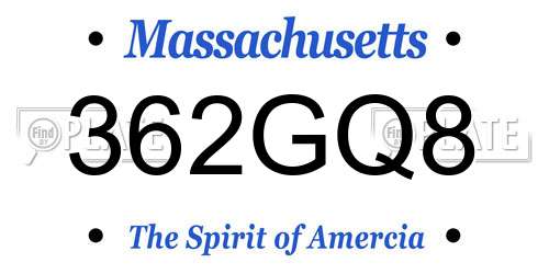 362GQ8 Massachusetts License Plate