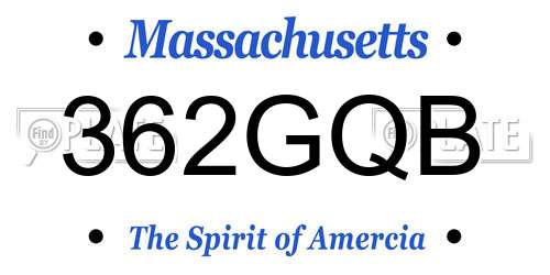 362GQB Massachusetts License Plate