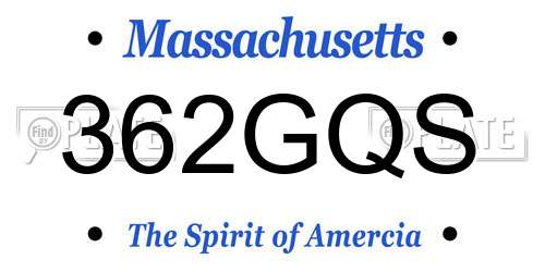 362GQS Massachusetts License Plate