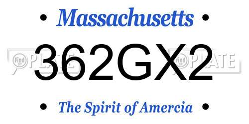 362GX2 Massachusetts License Plate