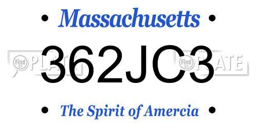 362JC3 Massachusetts License Plate