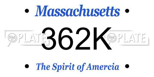 362K Massachusetts License Plate