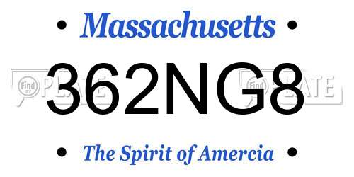 362NG8 Massachusetts License Plate