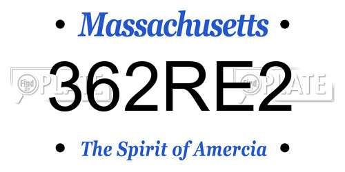 362RE2 Massachusetts License Plate