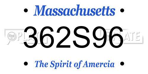 362S96 Massachusetts License Plate