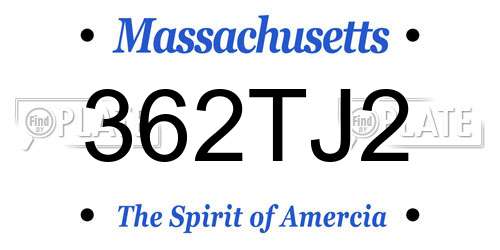 362TJ2 Massachusetts License Plate