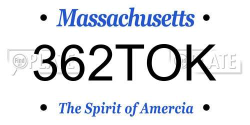 362TOK Massachusetts License Plate