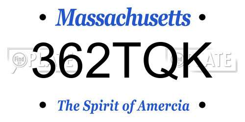 362TQK Massachusetts License Plate