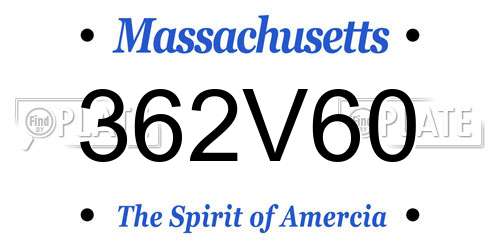 362V60 Massachusetts License Plate