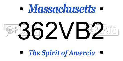 362VB2 Massachusetts License Plate
