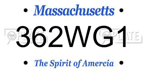 362WG1 Massachusetts License Plate