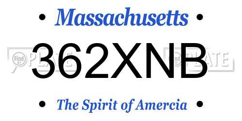 362XNB Massachusetts License Plate