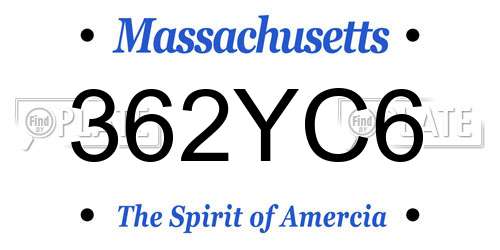 362YC6 Massachusetts License Plate