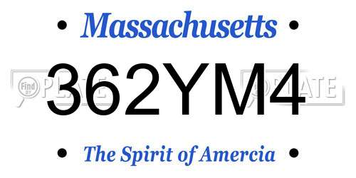 362YM4 Massachusetts License Plate