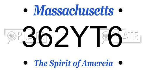 362YT6 Massachusetts License Plate