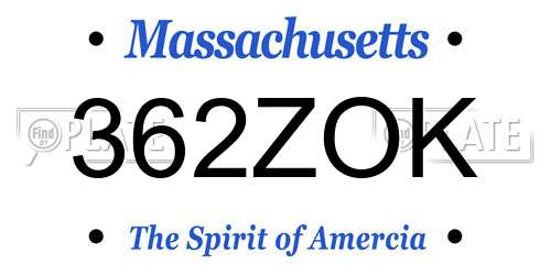 362ZOK Massachusetts License Plate