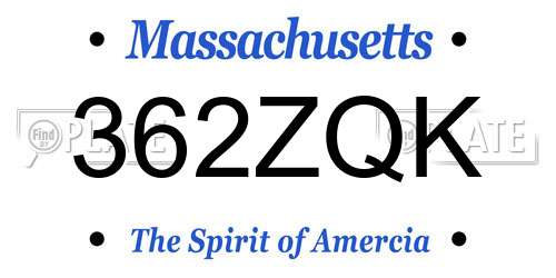 362ZQK Massachusetts License Plate