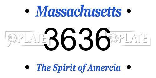 3636 Massachusetts License Plate