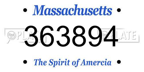 363894 Massachusetts License Plate