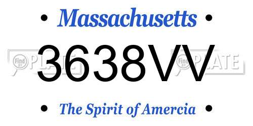 3638VV Massachusetts License Plate
