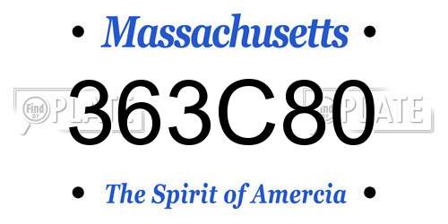 363C80 Massachusetts License Plate