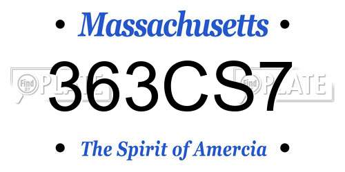 363CS7 Massachusetts License Plate
