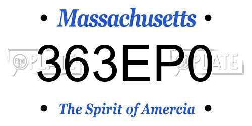 363EP0 Massachusetts License Plate