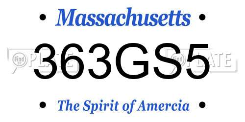 363GS5 Massachusetts License Plate
