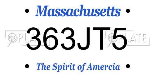 363JT5 Massachusetts License Plate