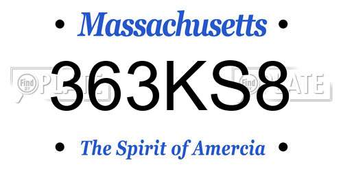 363KS8 Massachusetts License Plate