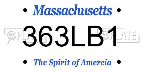 363LB1 Massachusetts License Plate