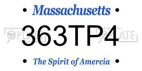 363TP4 Massachusetts License Plate