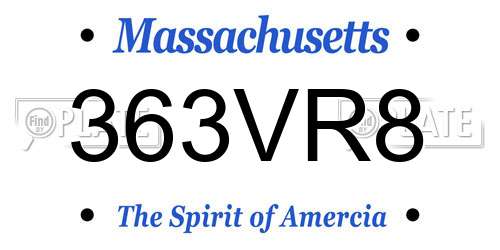363VR8 Massachusetts License Plate