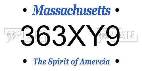 363XY9 Massachusetts License Plate