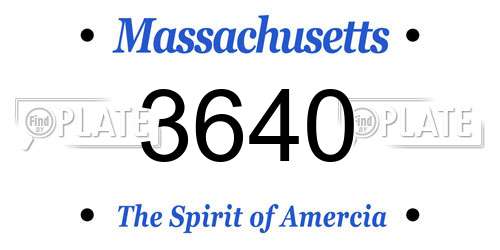 3640 Massachusetts License Plate