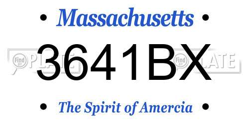 3641BX Massachusetts License Plate