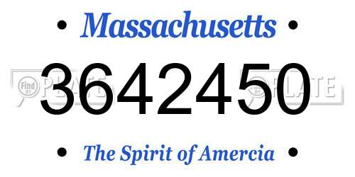 3642450 Massachusetts License Plate