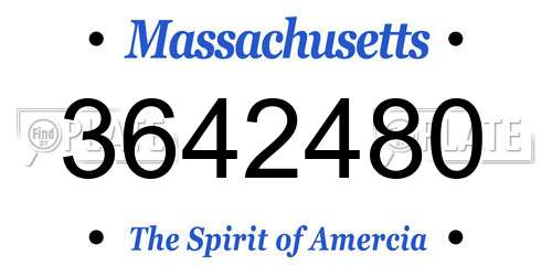 3642480 Massachusetts License Plate