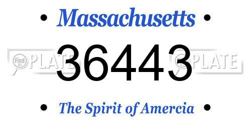 36443 Massachusetts License Plate