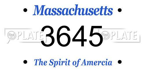 3645 Massachusetts License Plate