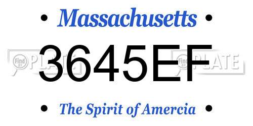 3645EF Massachusetts License Plate