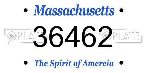 36462 Massachusetts License Plate