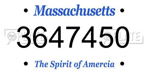 3647450 Massachusetts License Plate