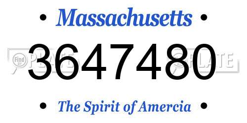 3647480 Massachusetts License Plate