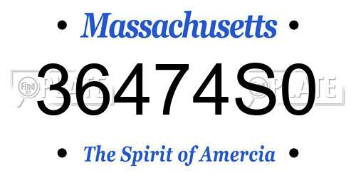 36474S0 Massachusetts License Plate