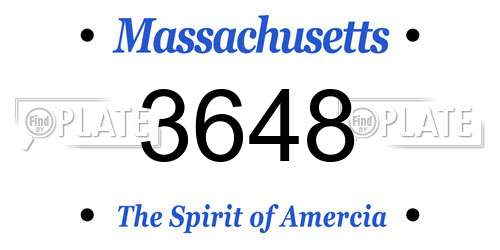 3648 Massachusetts License Plate