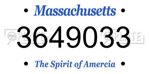 3649033 Massachusetts License Plate